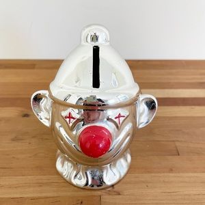 Silver Tone Vintage Creepy Clown Bank